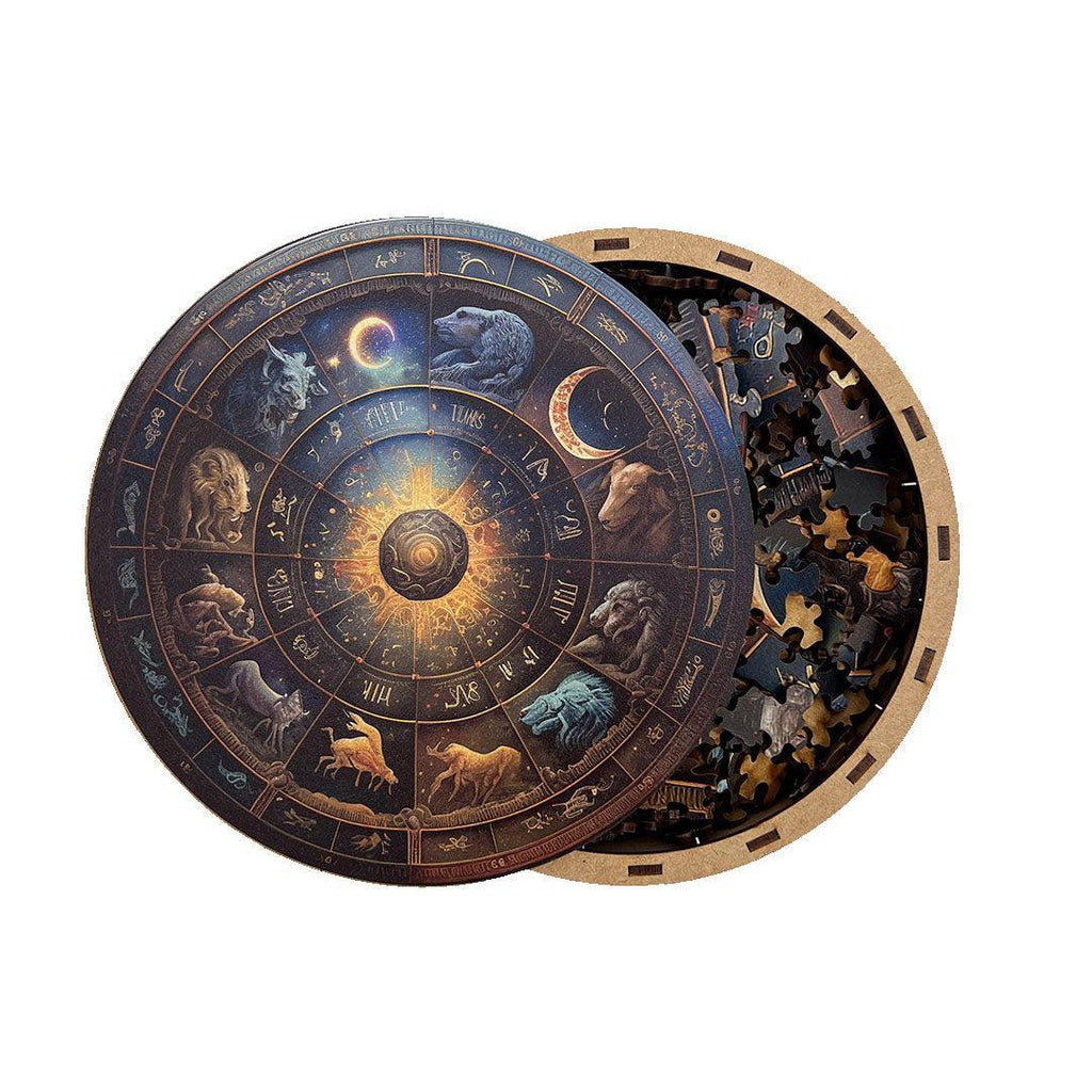 Rompecabezas Circular En Madera Zodiaco Ingenio Destreza