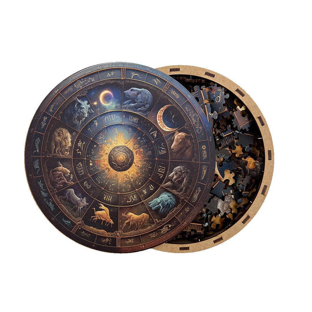 Rompecabezas Circular En Madera Zodiaco Ingenio Destreza