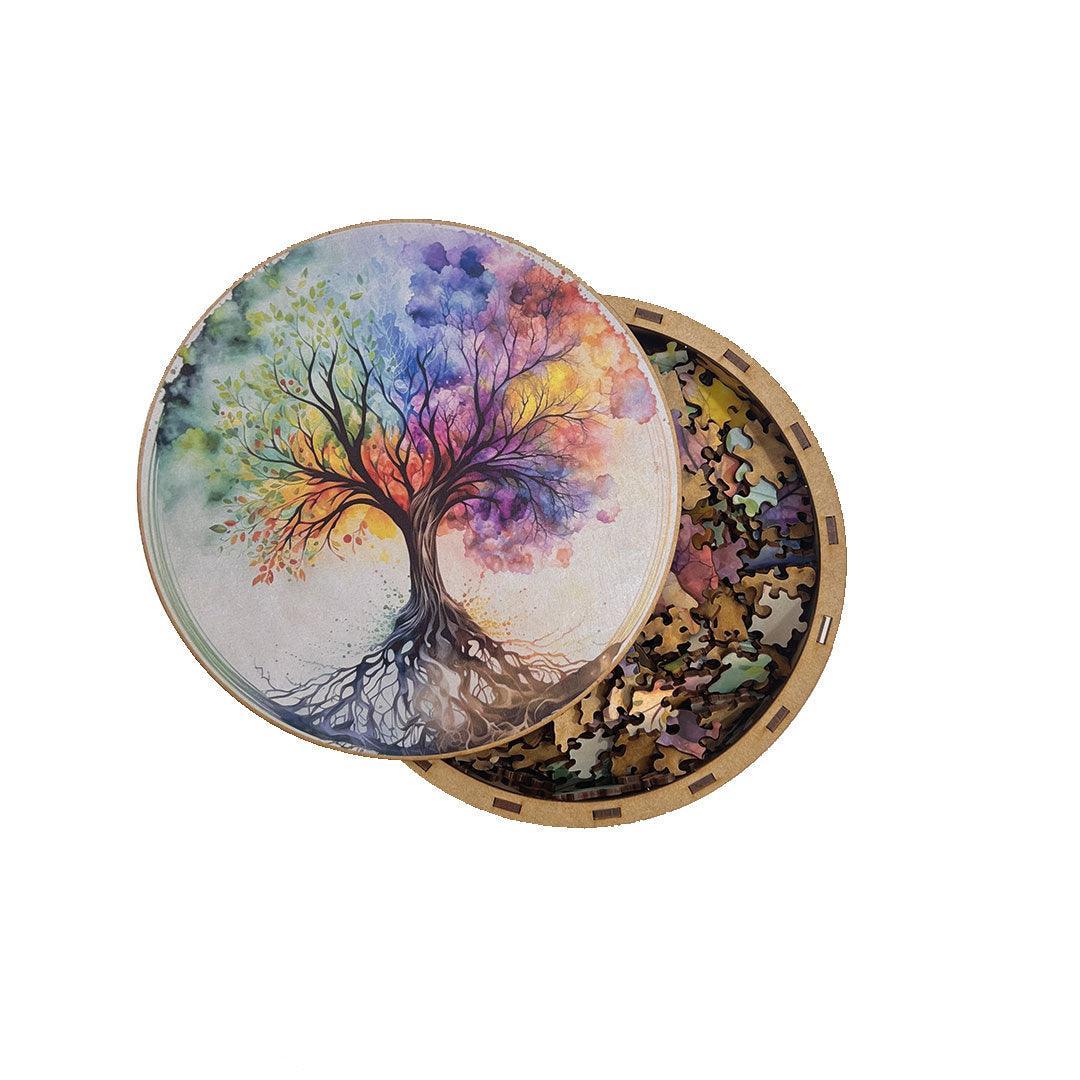 Rompecabezas Circular En Madera Arbol Dela Vida Ingenio Destreza