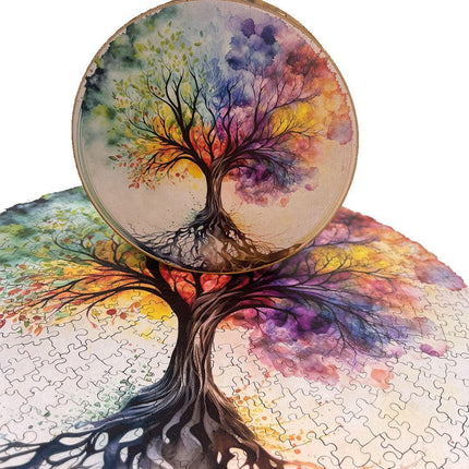 Rompecabezas Circular En Madera Arbol De La Vida Ingenio Destreza