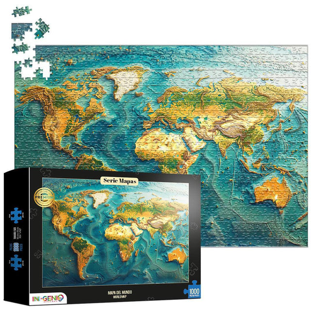 Rompecabezas 1000 Piezas Mapa Del Mundo Ingenio Destreza