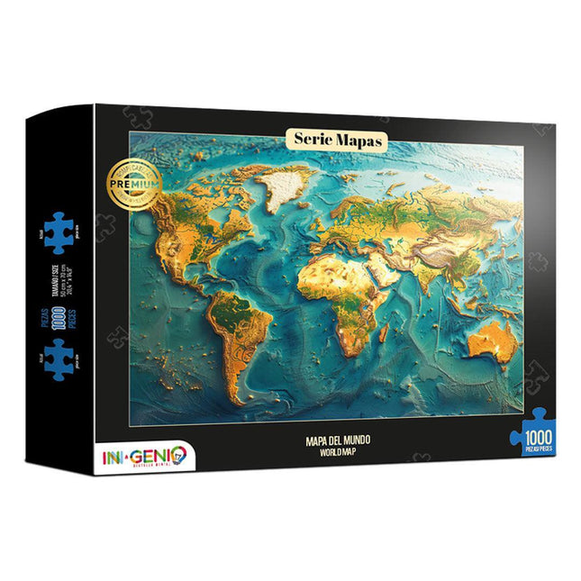Rompecabezas 1000 Piezas Mapa Del Mundo Ingenio Destreza
