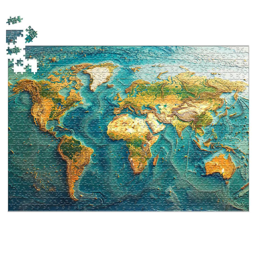 Rompecabezas 1000 Piezas Mapa Del Mundo Ingenio Destreza