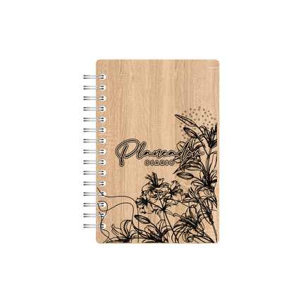 Planeador Diario Floral Grabado En Madera Dekho