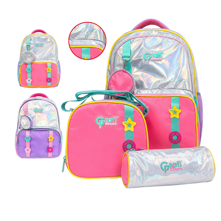 Set De Bolso Lonchera Y Cartuchera Grafi Colors Vibras Neón