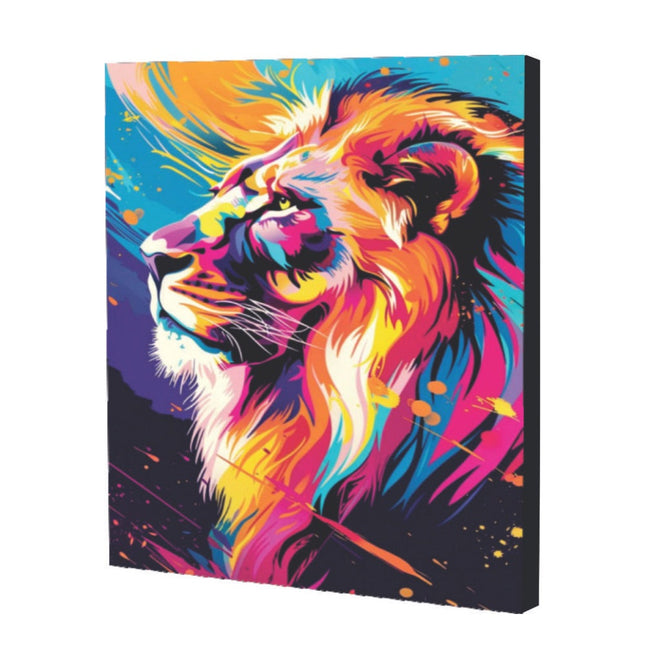 Kit de pintura por números Art Box con lienzo del Rey León 40×50 cm montado en bastidor, pinturas acrílicas, pinceles y caja‑soporte para pintar.