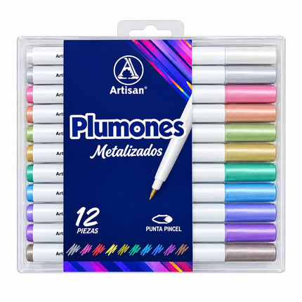 Plumon Punta Pincel Metalizado x12