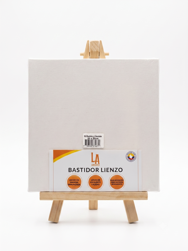 Kit de Pintura con Bastidor y Caballete de Madera