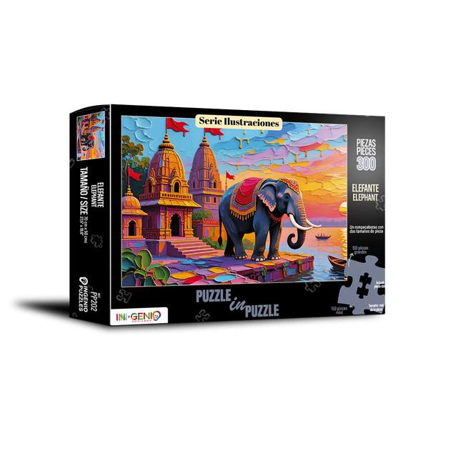 Rompecabezas Puzzle In Puzzle 300 Piezas Elefante Hindú | Ingenio Destreza