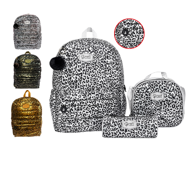 Set De Bolso Lonchera Cartuchera Negro Gris Cafe