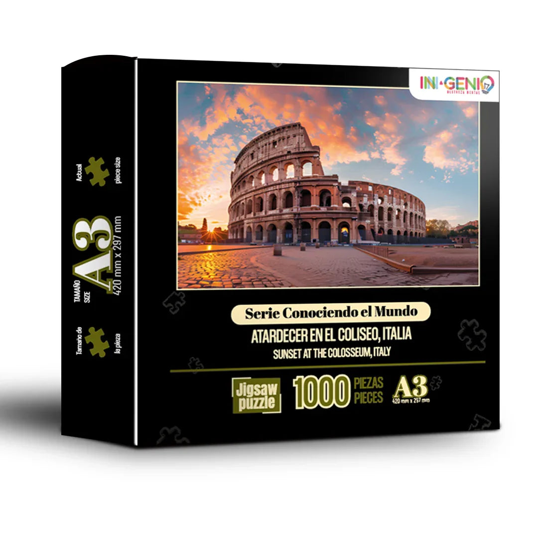Rompecabezas 1000 Piezas Mini A3 Atardecer En El Coliseo Ingenio Destreza