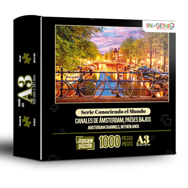 Rompecabezas 1000 Piezas Mini A3 Canales De Amsterdam Ingenio Destreza
