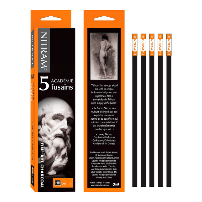 Set C/5 Barras De Carbon Académie Fusains HB Nitram