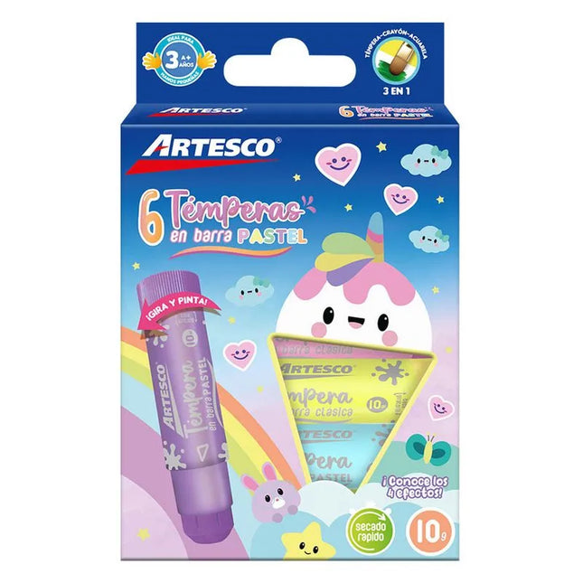 Témpera En Barra Pastel 10 gr x6 | Artesco