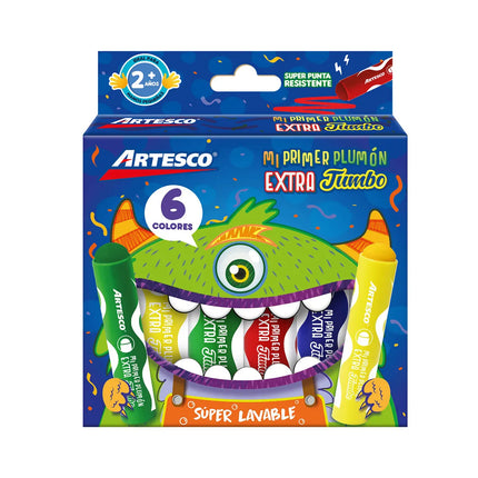 Plumones Lavables Extra Jumbo x6 | Artesco