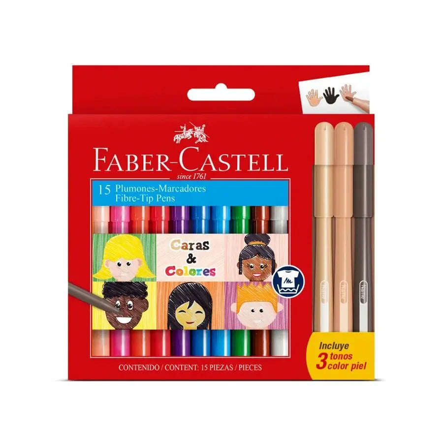 Plumon Fiesta x12 Mas 3 Tonos Piel Faber Castell