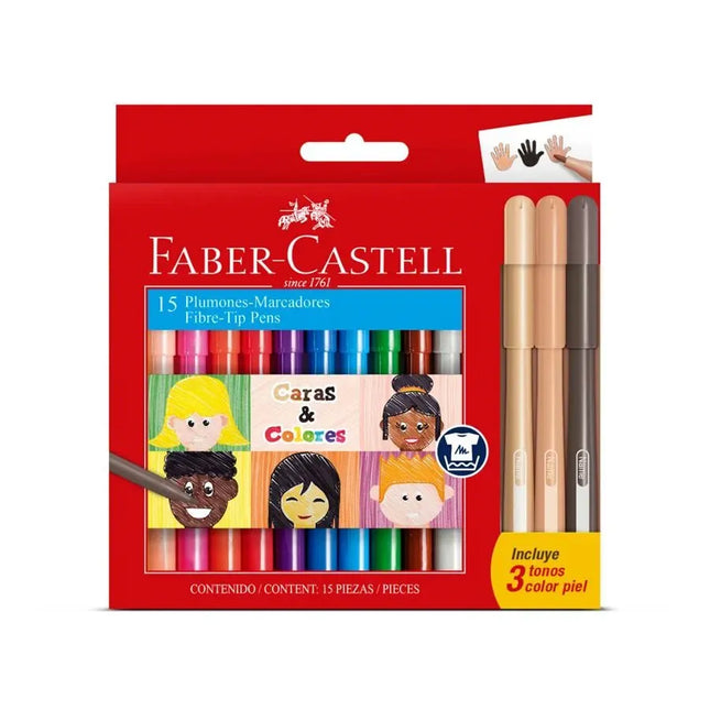 Plumon Fiesta x12 Mas 3 Tonos Piel Faber Castell