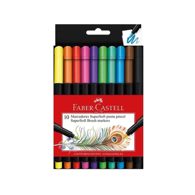 Plumones Punta Pincel Supersoft x10 Faber Castell