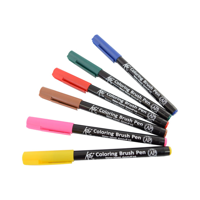 Set x6 Marcadores Pincel Flexible Koi Coloring Brush Pen | Sakura