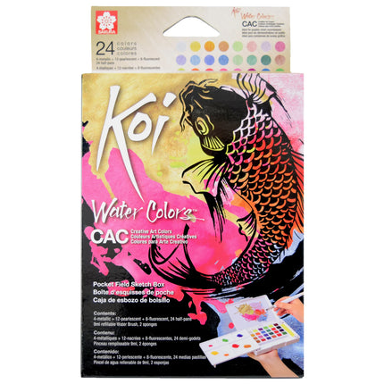 Koi Sketch Box Acuarelas Metálicas y Fluorescentes | Sakura