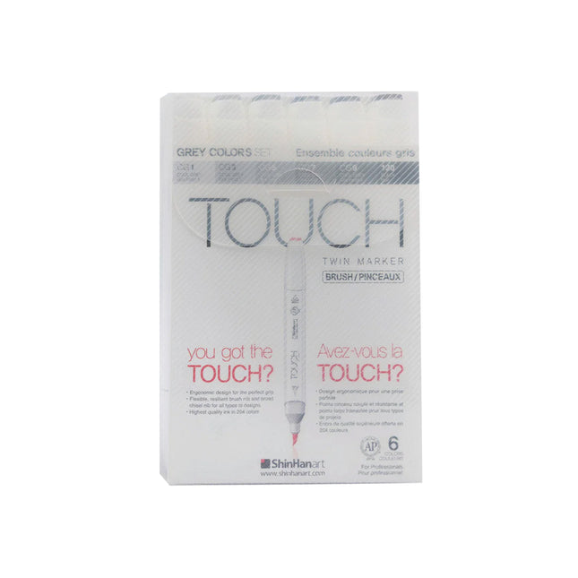 Marcadores Touch Twin Brush colores Grises x 6