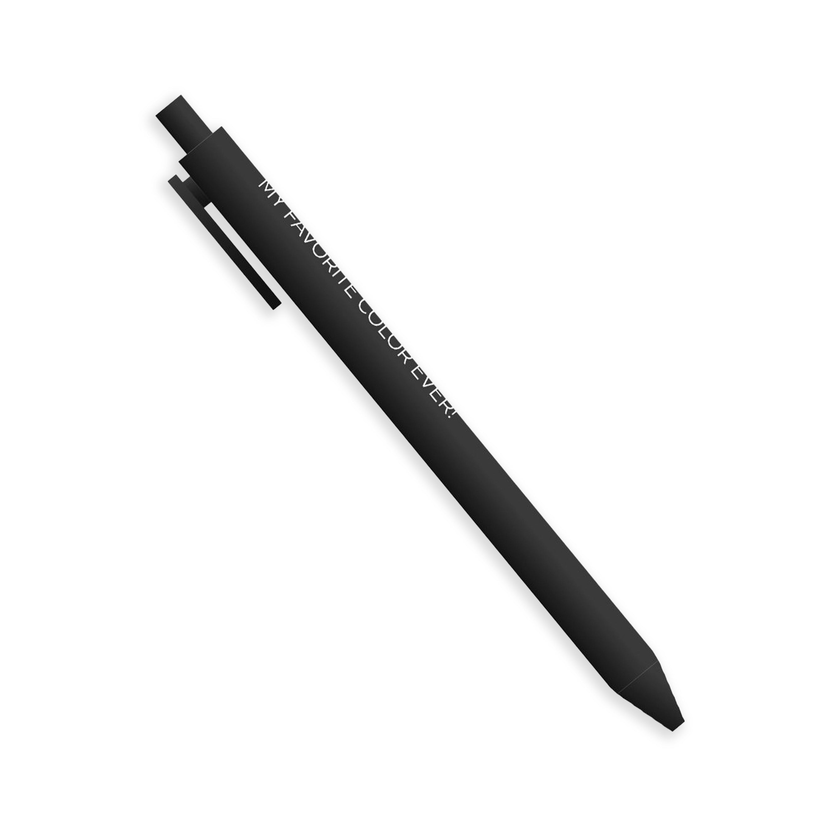 Lapicero Toy Magic Pen Black en color negro con frase inspiradora y tinta negra para escritura diaria.
