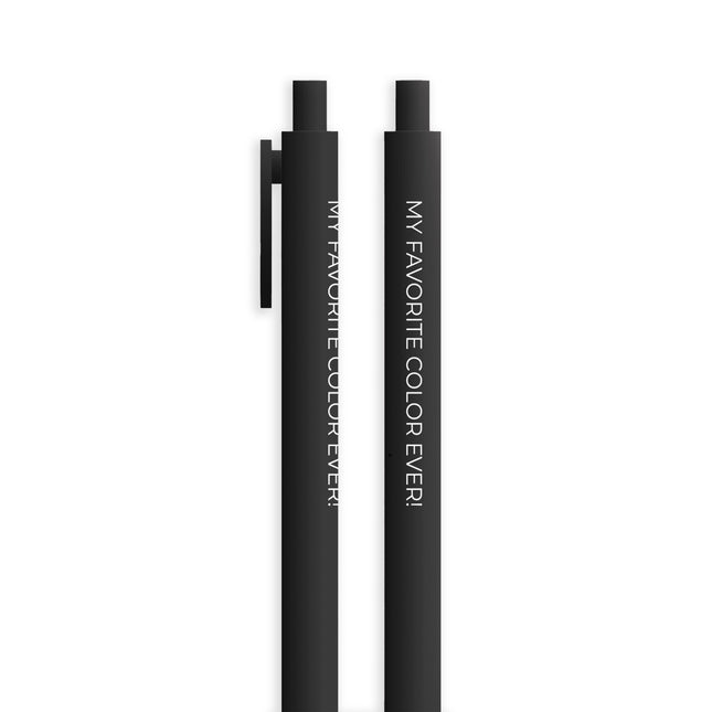 Detalle Lapicero Toy Magic Pen Black en color negro con frase inspiradora y tinta negra para escritura diaria.