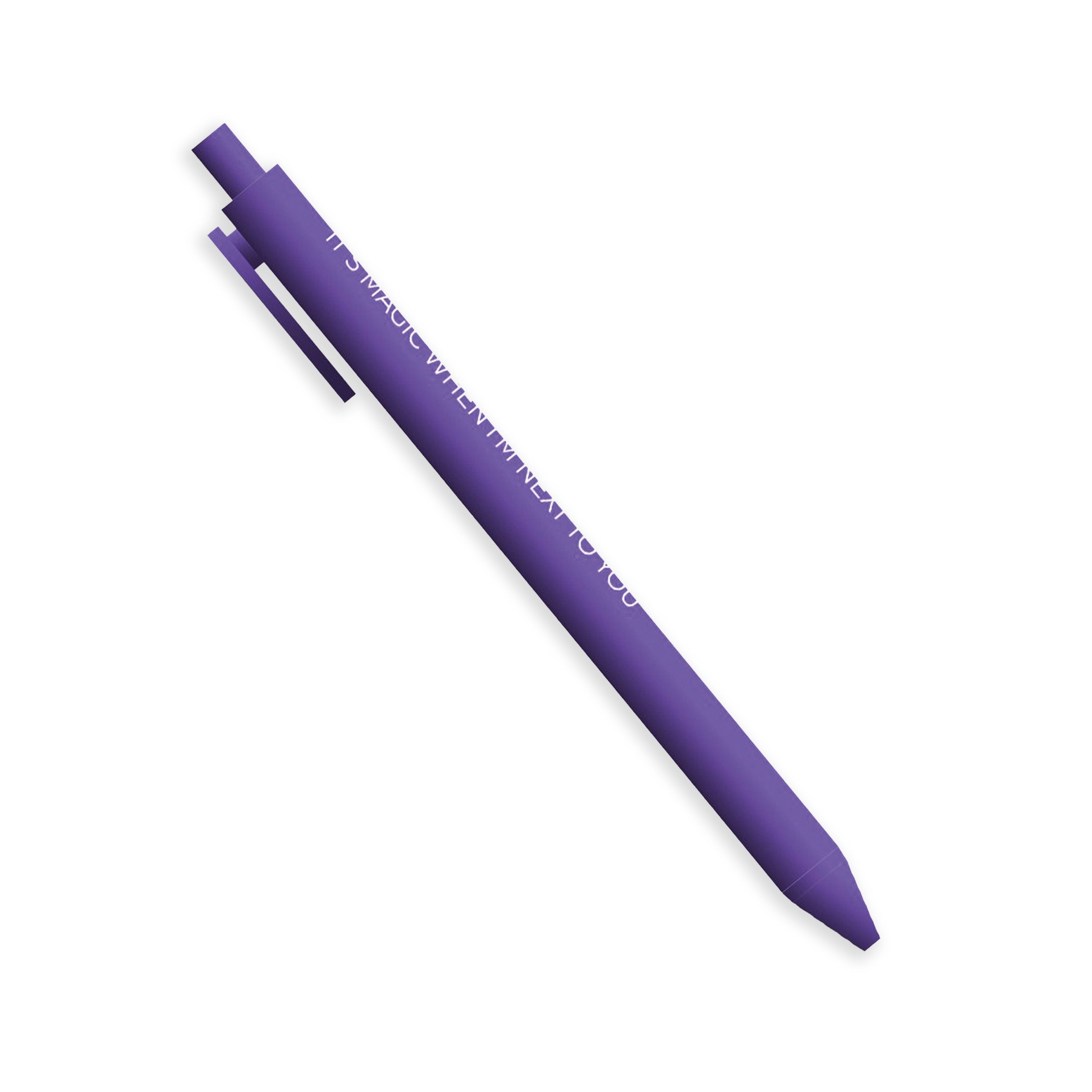 Lapicero Toy Magic Pen Violet en color morado con frase inspiradora e tinta violeta para escribir.