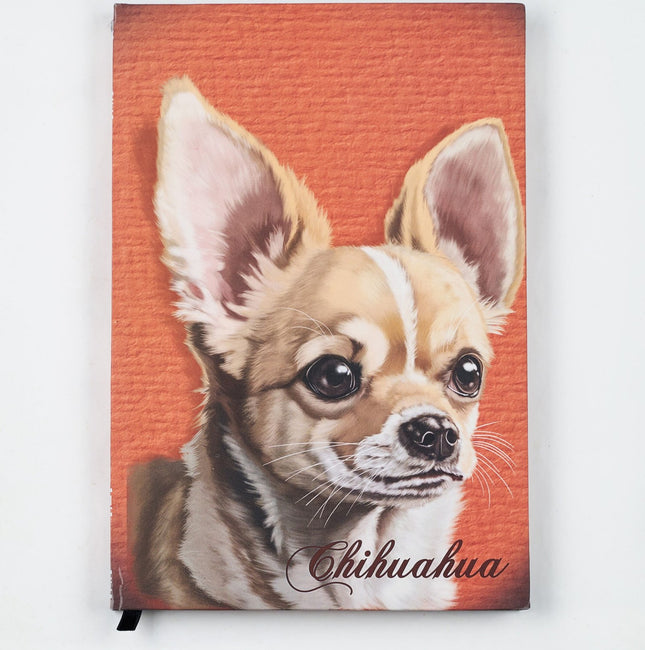 Agenda Los Cartujos Perro Chihuahua con tapa dura ilustrada y hojas internas eco Earth Pack rayadas, punteadas y en blanco.