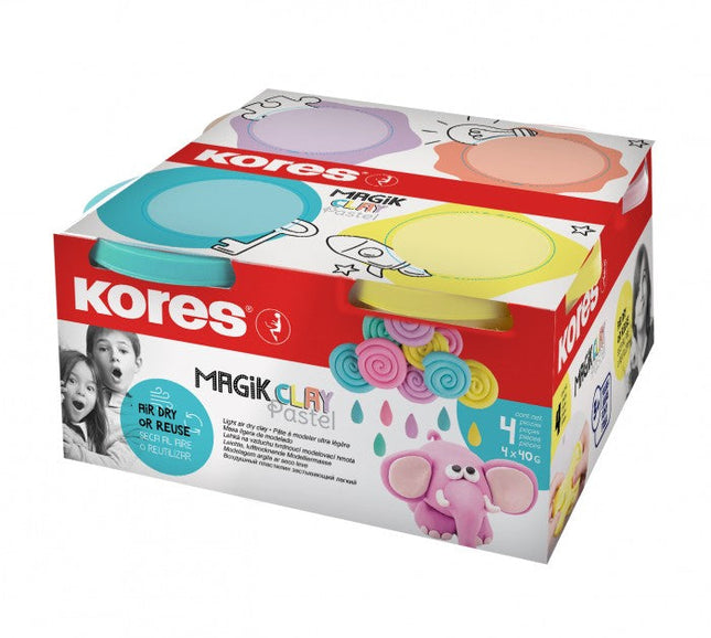 Masa Flexible Magic Clay Pastel Set x4 Botes Kores