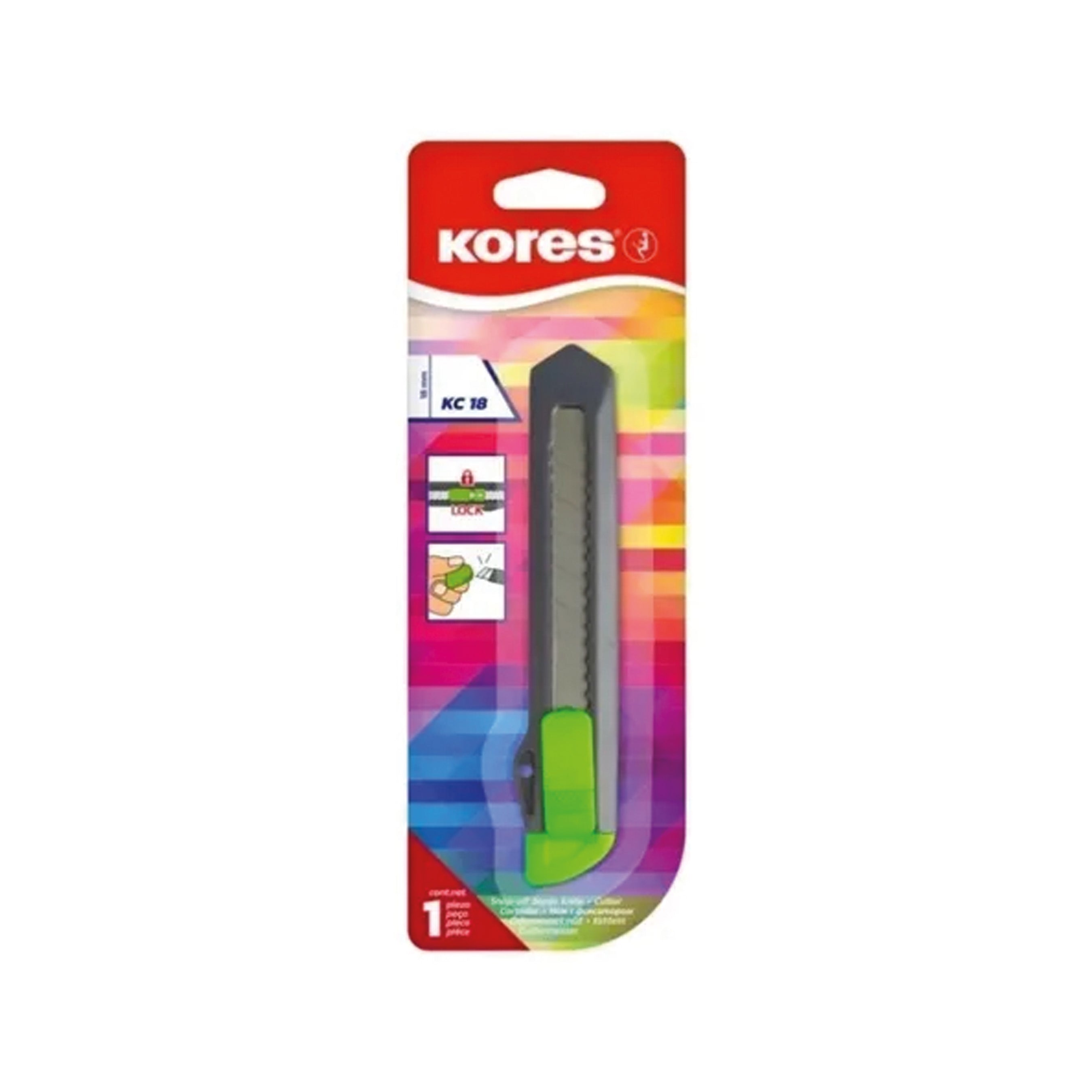 Bisturi Plastico Neon Con Bloqueo 18 Mm Kores