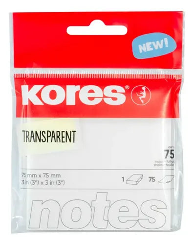 Notas Adhesivas Transparentes 75x75 mm | Kores