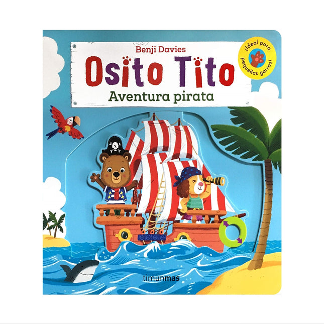 Portada de Osito Tito: Aventura Pirata, con ilustración de Osito Tito en un barco pirata
