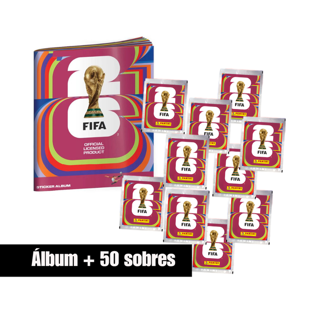 Álbum Tapa Blanda + 50 Sobres Panini FIFA World Cup 2026
