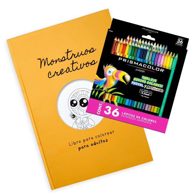Kit Monstruos Creativos: Libro para Colorear + Prismacolor x36