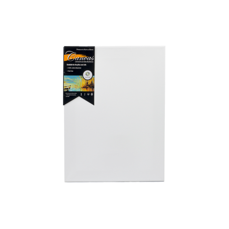Bastidor canvas Conda 3 mm de 100% algodón 280 g, con 3 capas de gesso imprimado y marco de madera sólida para óleo y acrílico.