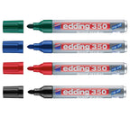 Marcador Edding 350 punta cónica recargable, borrable en seco, ideal para escribir en pizarras blancas en oficina, escuela y hogar.