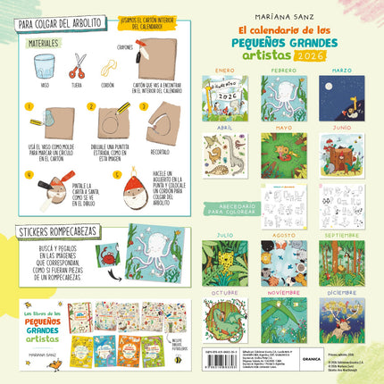 Calendario De Pared Pequeños Grandes Artistas 2026 | Granica