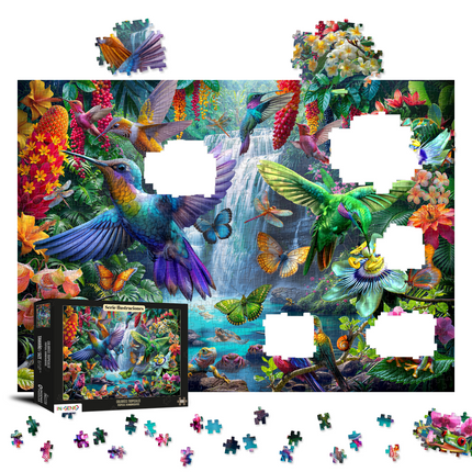 Rompecabezas 1000 Piezas Tropical Hummingbirds Ingenio Destreza - caja y fichas