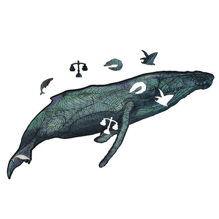 Rompecabezas Multiformas En Madera Ballena Yubarta Ingenio Destreza - imagen 5