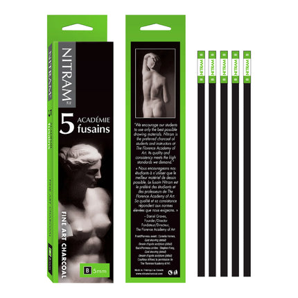 Carboncillo Académie Fusains x5 Barras | Nitram